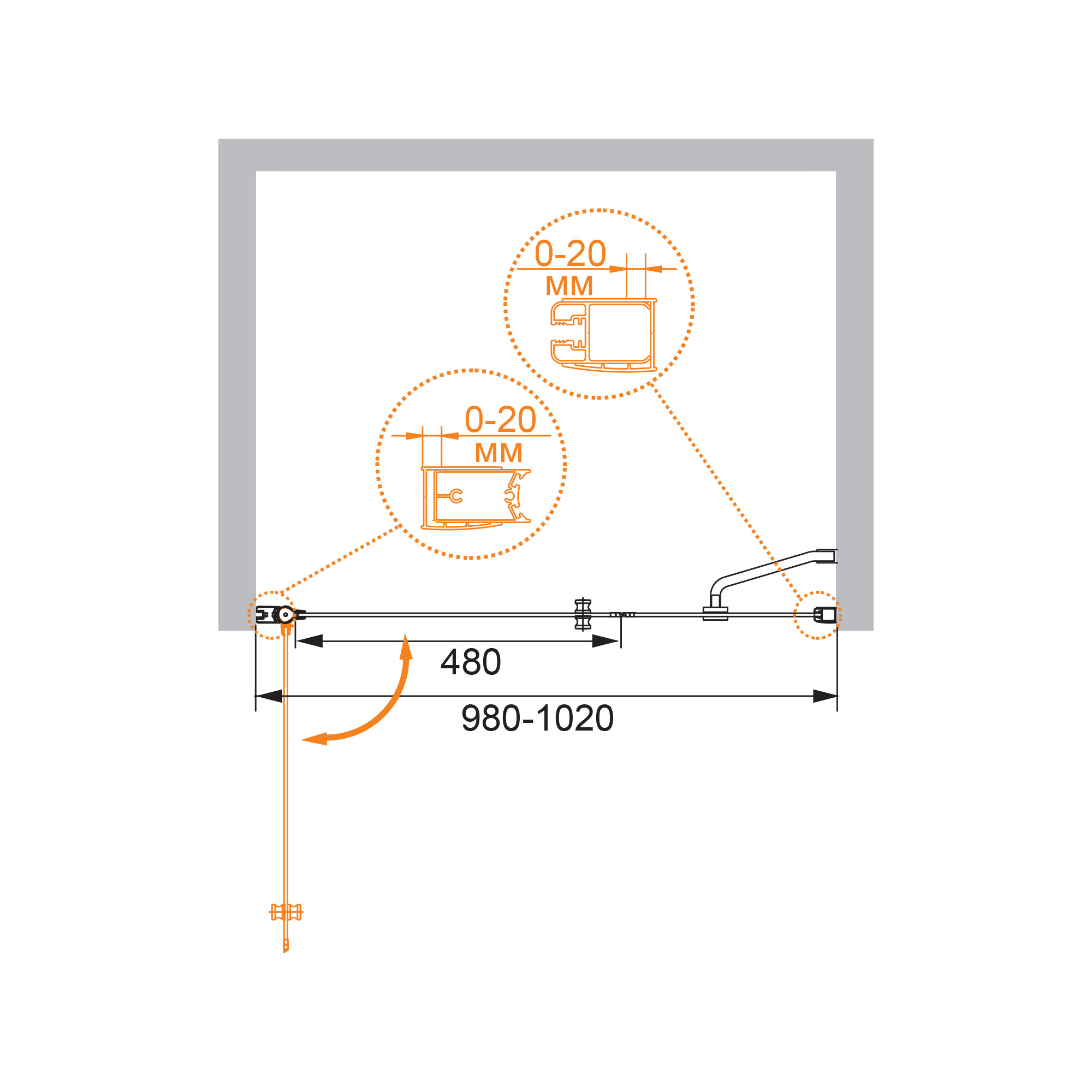 Душевая дверь CEZARES ELENA-W-B-11-40+60-P-Cr-L