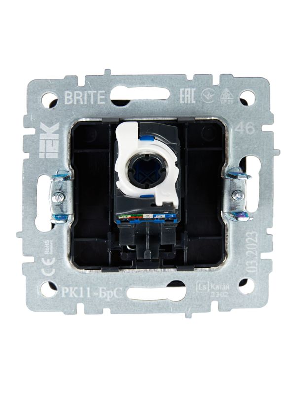 Розетка компьютерная СП RJ45 кат.6 BRITE РК11-БрС механизм сталь IEK BR-K10-2-K46