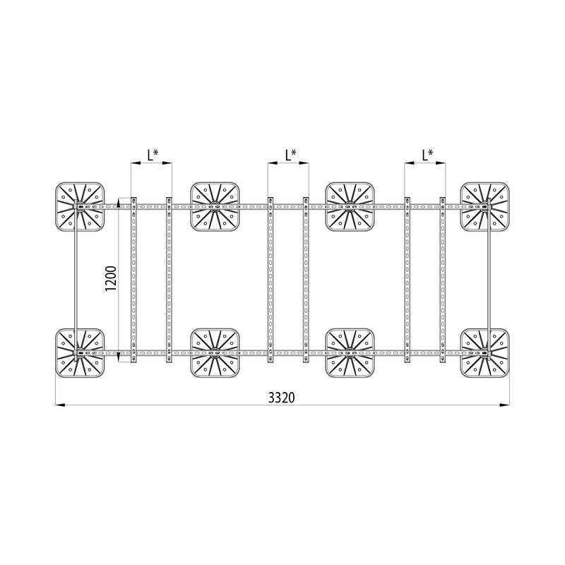 Конструкция опорная для установки оборудования TECHNORAPTOR FOOT 3000х1200 тип 1 HD КМ TR0261