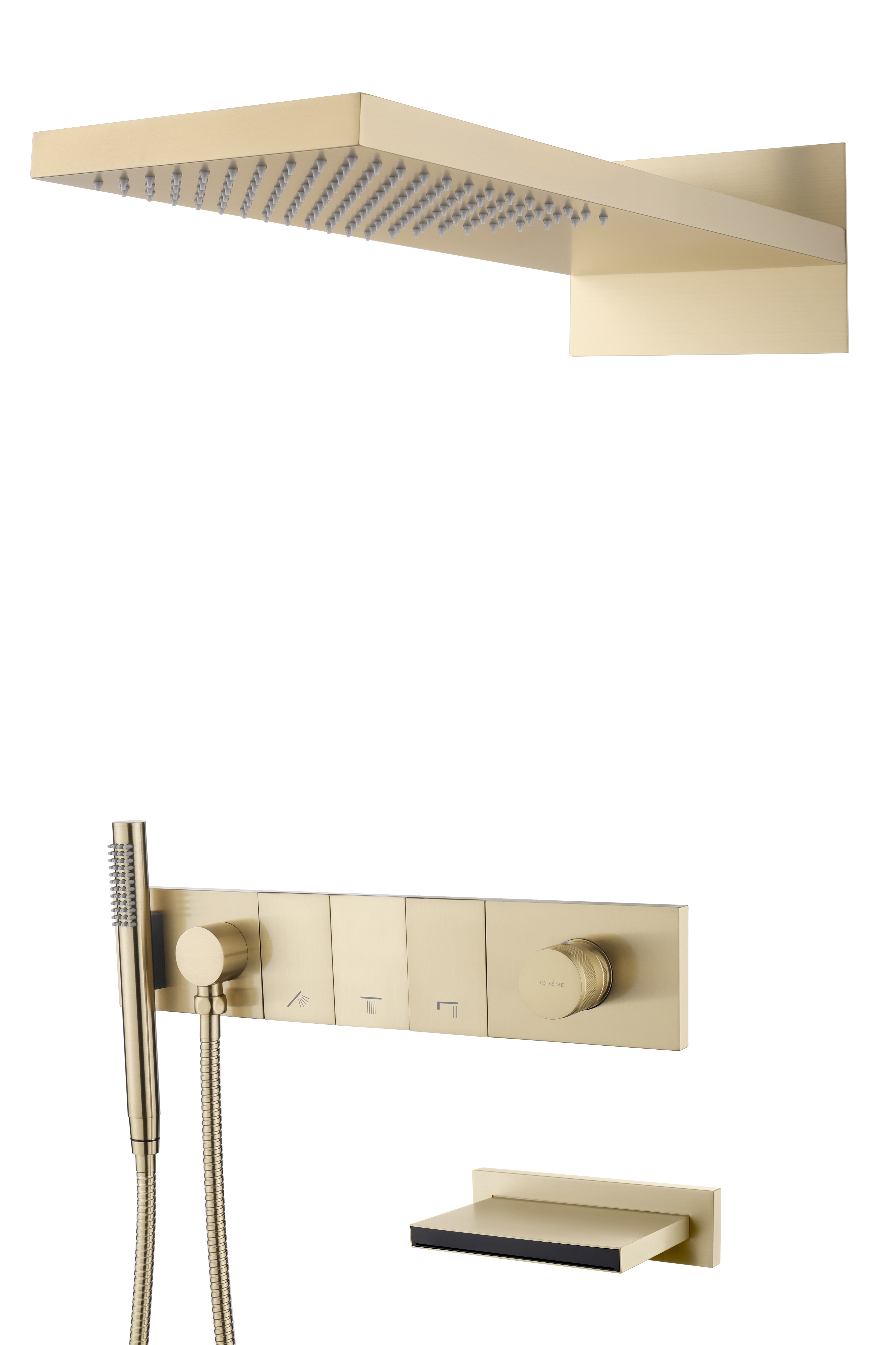 Встроенная душевая система  ZODIAC с термостатом, трехпозиционная Black