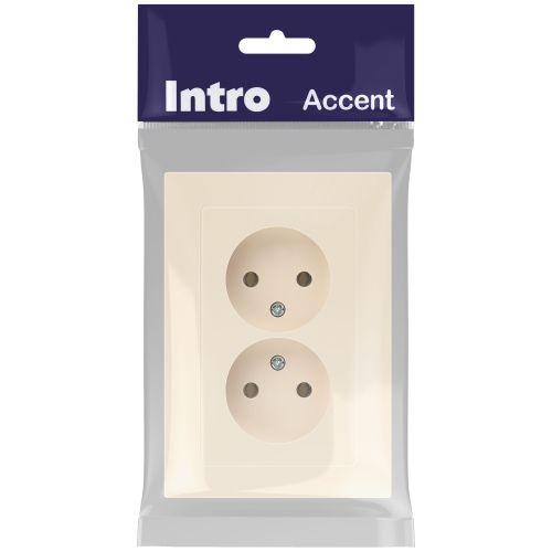 Розетка 2-м СП Accent 6-204-02 16А IP20 250В 2P AL/CU сл. кость Intro Б0063474