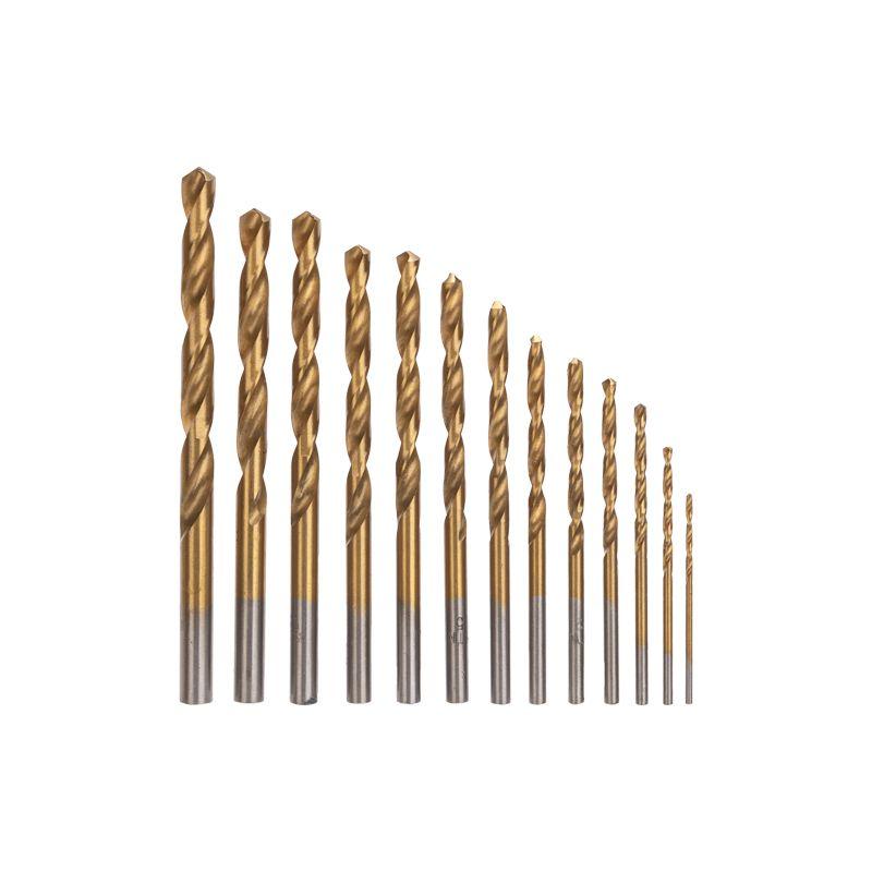 Набор сверл по металлу 1.5-6.5мм (через 0.5мм 3.2мм 4.8мм) НSS ТИТАН цилиндрический хвостовик метал. кейс 13шт Kranz KR-91-0633