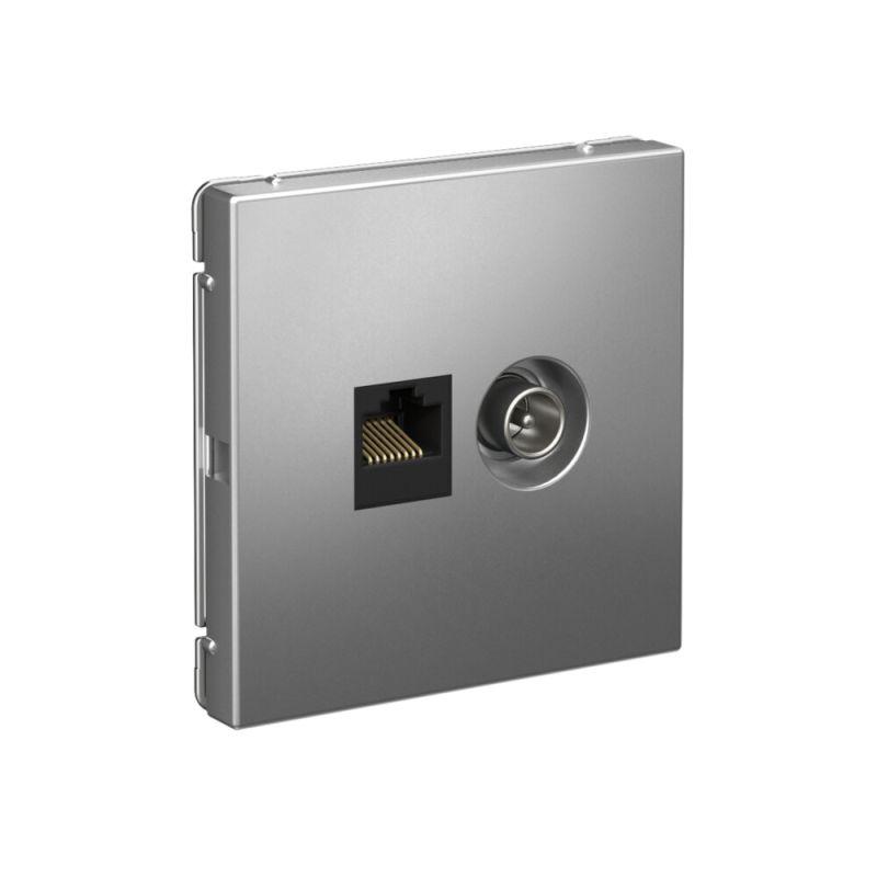 Розетка компьютерная + телевизионная 2-м ArtGallery RJ45 + TV кат.5E сталь SE GAL000989