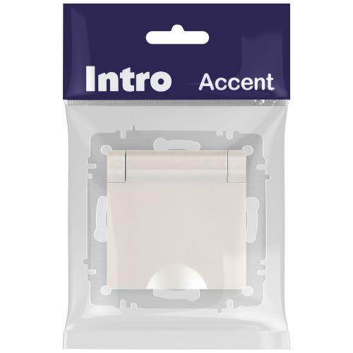 Розетка 1-м СП Accent 6-203-06 16А IP20 250В 2P+E Schuko с крышкой AL/CU перламутр. Intro Б0063429