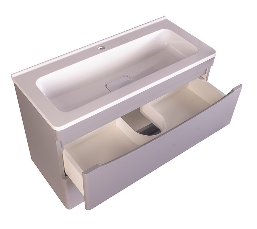 Тумба подвесная "Бергамо мини 90" (2 ящ.) Люкс антискрейтч серый, PLUS