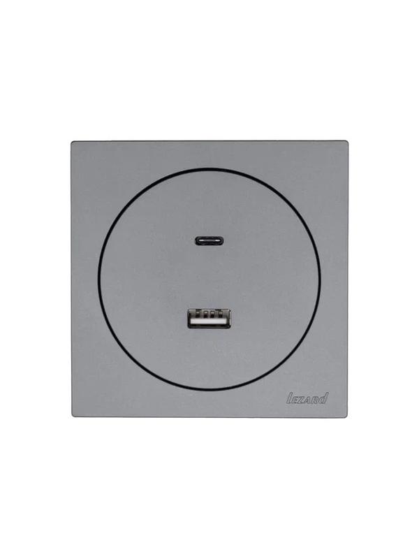 Розетка 1-м СП OSEN TC+ USB разъем механизм сер. матов. LEZARD 743-7488-192TC