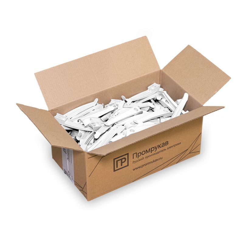 Держатель круглого кабеля односторонний для прямого монтажа на 8 мест в гофроящике бел. (уп.200шт) Промрукав PR13.0489
