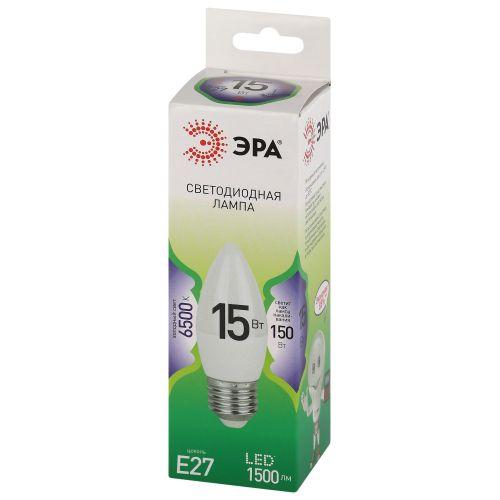 Лампа светодиодная GREEN LINE B35-15W-865-E27 GL 15Вт свеча 6500К свет холод. E27 Эра Б0067094