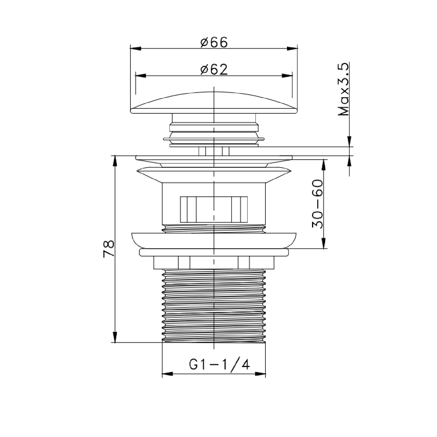 Донный клапан для раковины Raglo R600.03, хром