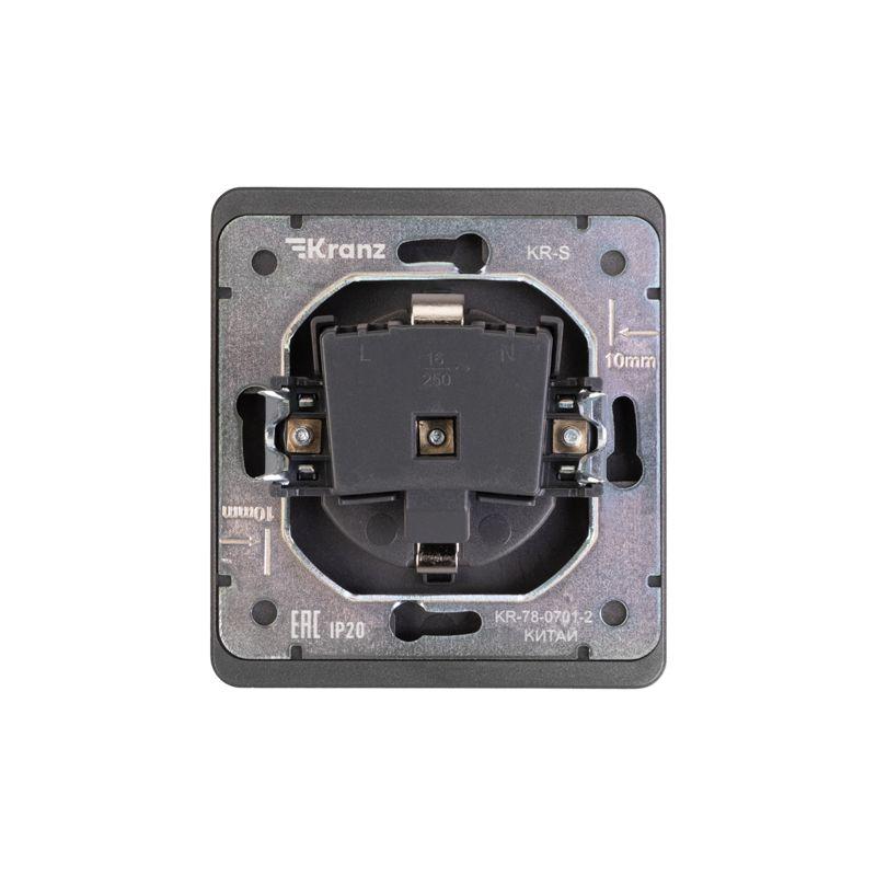 Розетка 1-м СП ROUND MIELE 16А с заземл. защ. шторки титан Kranz KR-78-0701-2