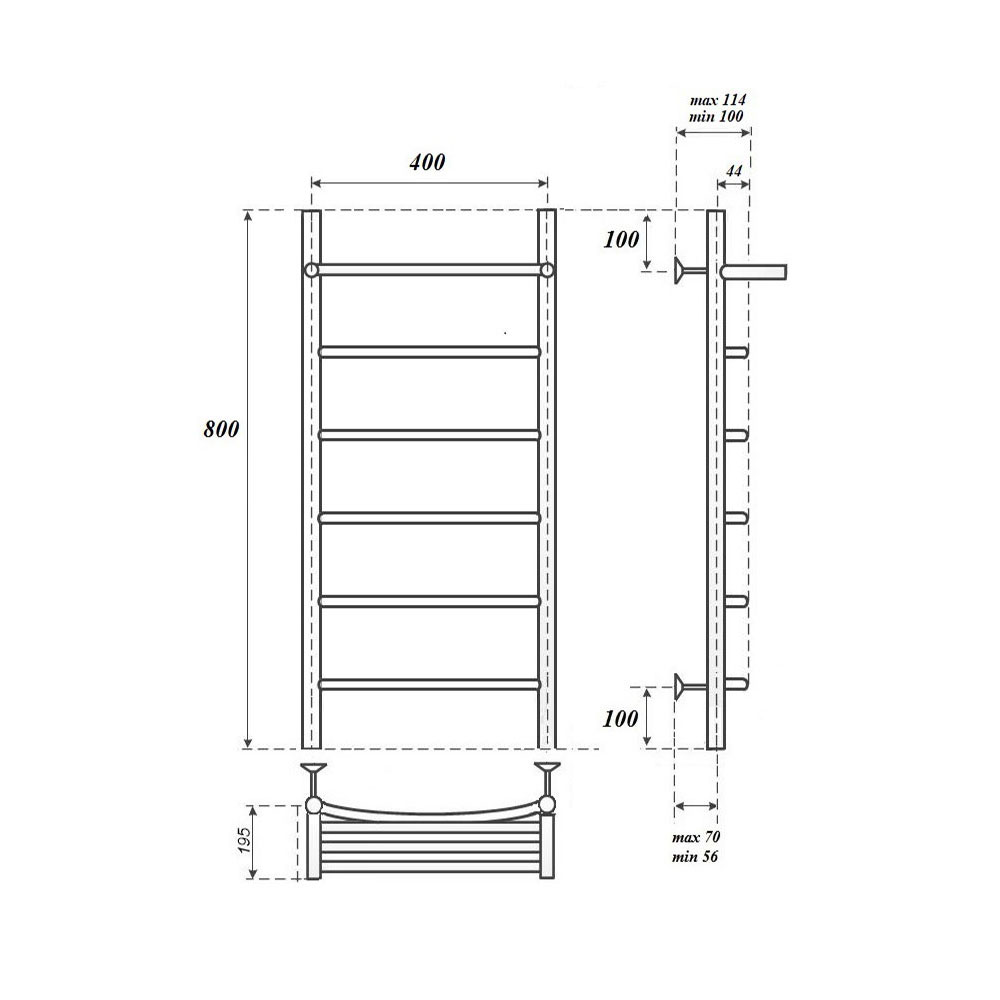 Полотенцесушитель водяной Point Афина PN04148P П5 400x800 с полкой, хром