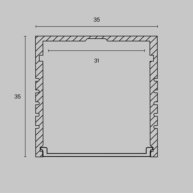 Профиль накладной 35х35 алюм. Maytoni ALM-3535A-S-2M