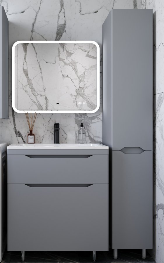 Тумба напольная "Марелла 70" (2 ящ.) Люкс антискрейтч серый, PLUS