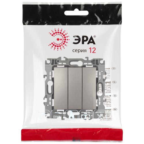 Выключатель 3-кл. Эра12 12-1107-16 10А 250В 10AX механизм титан Эра Б0065703