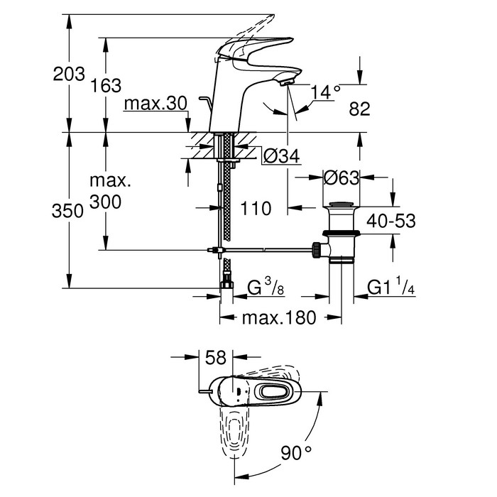 Смеситель Grohe Eurostyle New 23374003 для раковины