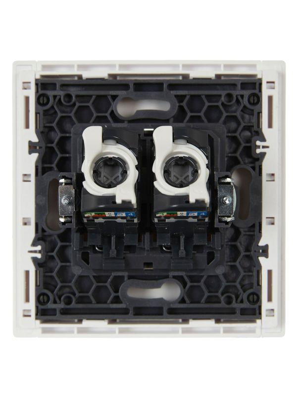 Розетка компьютерная 2-м RJ45 кат.5E FORTE&PIANO FP233 бел. IEK FP-K20-1-K01