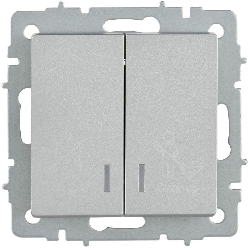 Выключатель 2-кл. BRITE 10А ВС10-2-9-БрА для отелей с индик. механизм алюм. IEK BR-V20-2-10-K47