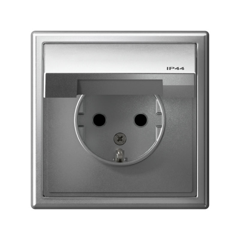 Розетка ArtGallery 16А IP44 с заземл. защ. шторки с крышкой механизм алюм. SE GAL440346