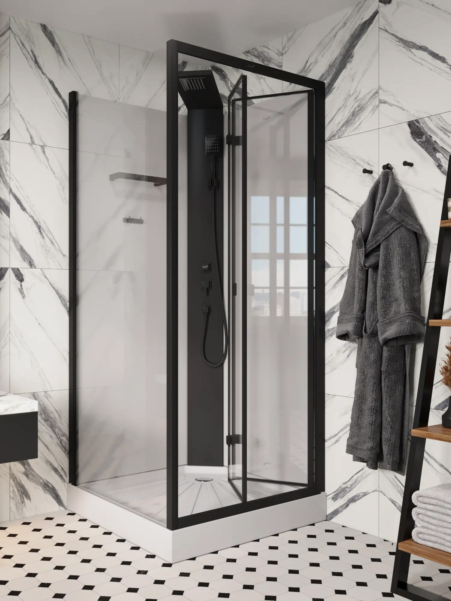 Кабина BELLA90B душевая без крыши Ceruttispa (90x90x215-225)