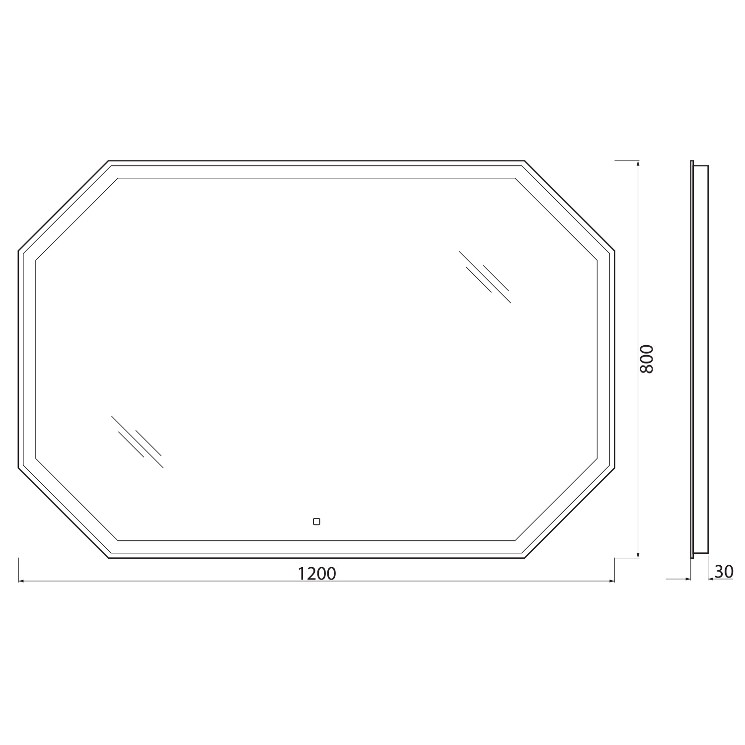 Зеркало BelBagno SPC-OTT-1200-800-LED-TCH