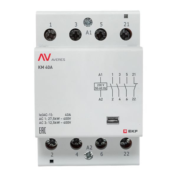 Контактор модульный КМ 40А 3NO+1NC 230В AC (3 мод.) AVERES EKF km-av-3-40-31-230V