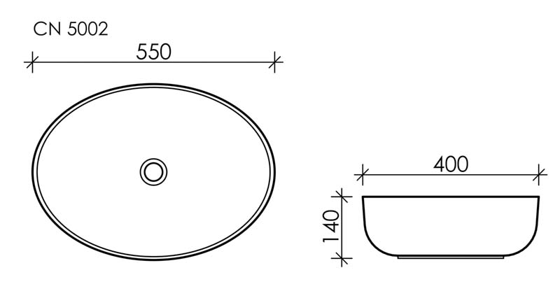 Умывальник чаша накладная овальная Element 550*400*140мм, CN5002