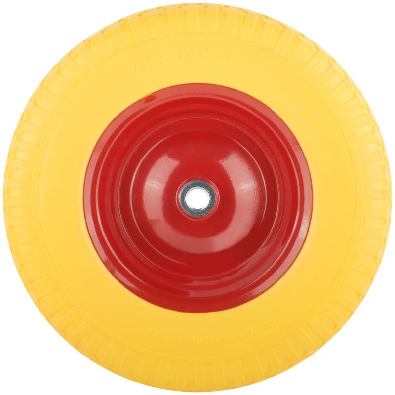 Колесо запасное полиуретановое 380х90х230мм для тачки 77557 (PU 4.80дюйм/4.00дюйм-8дюйм) (посадка ширина 90мм диаметр 20мм) FIT 77587