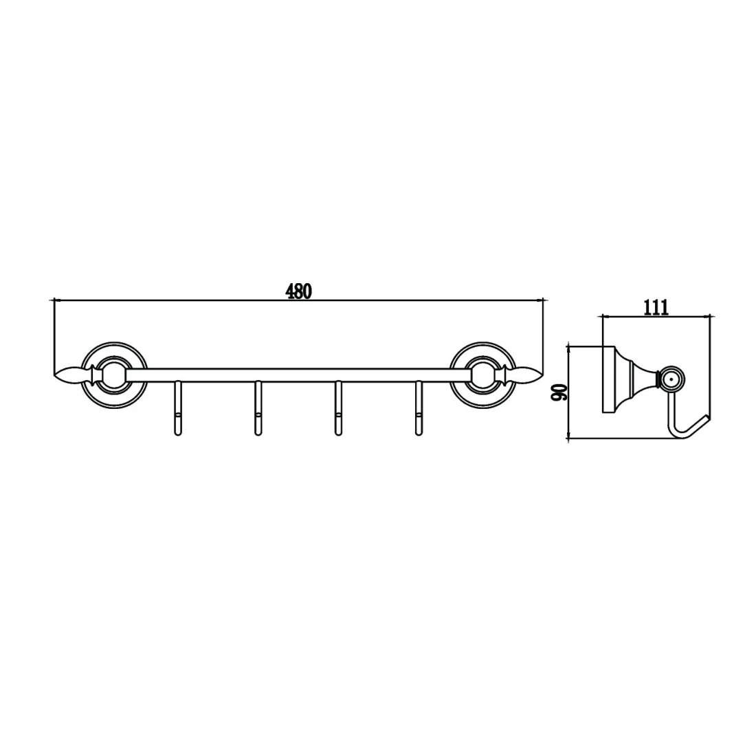 Планка с крючками Savol S-06874B, золото