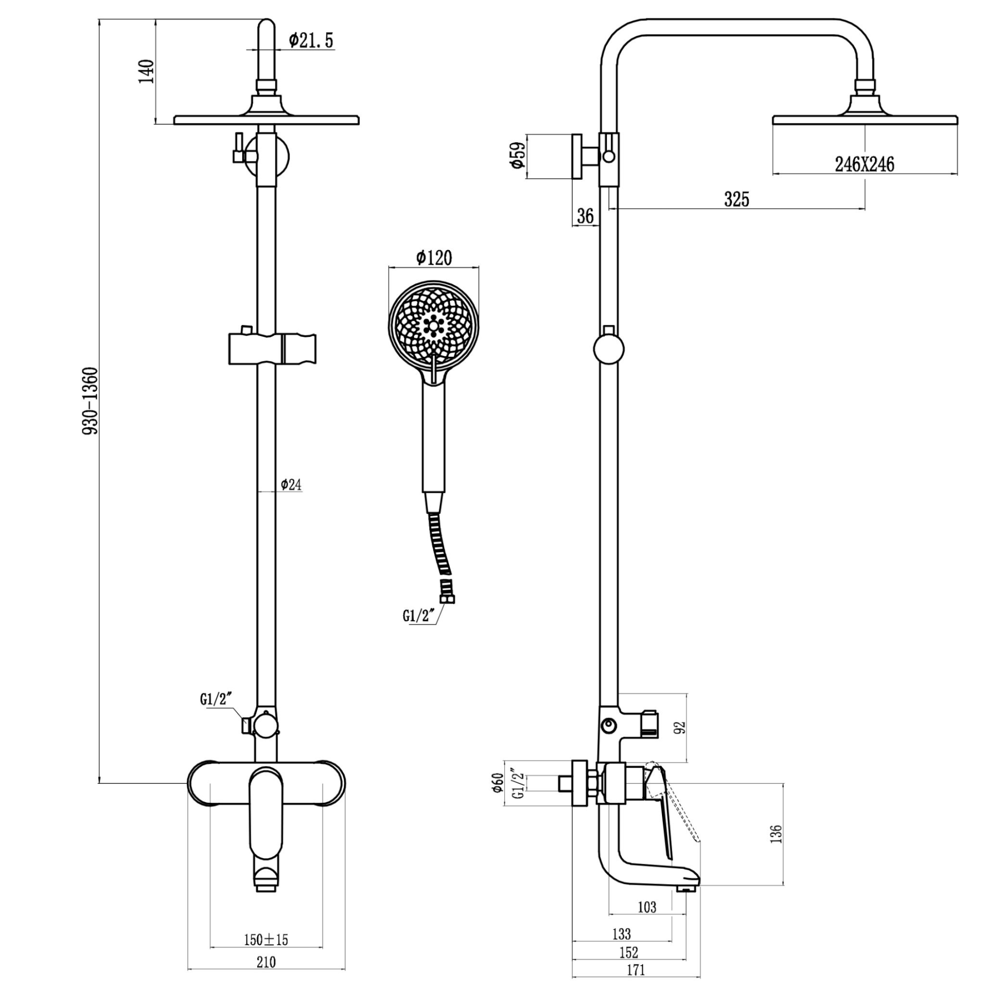 Душевая система Savol SK-H6401, хром