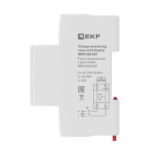 Реле напряжения с дисплеем MRV 63А PROxima EKF MRV-63A