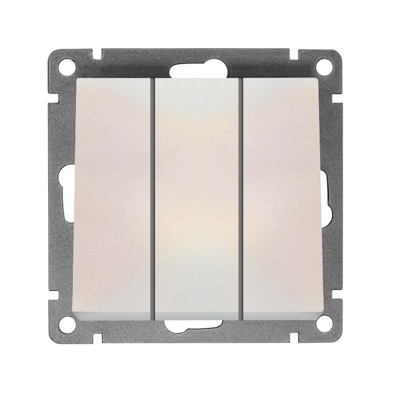 Выключатель 3-кл. СП Афина 10А IP20 механизм жемчуж. Universal A0043-OBr