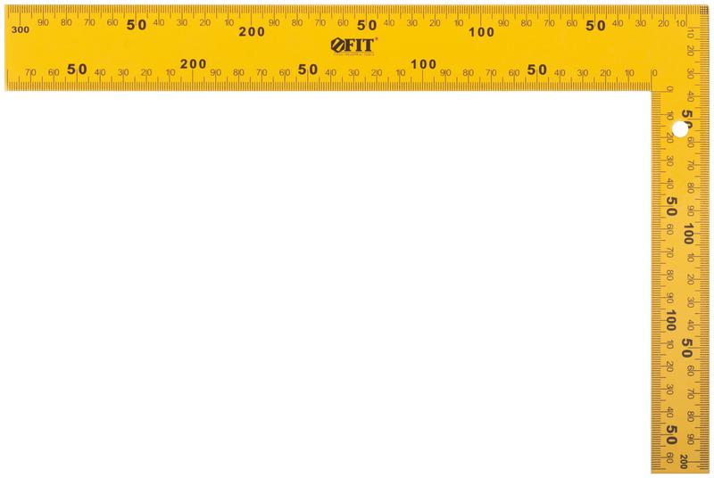 Угольник столярный цельнометаллический крашеная шкала 200х300мм желт. FIT 19625