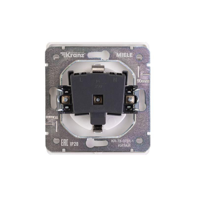 Розетка 1-м СП ROUND MIELE 16А с заземл. защ. шторки перламутр Kranz KR-78-0701-1