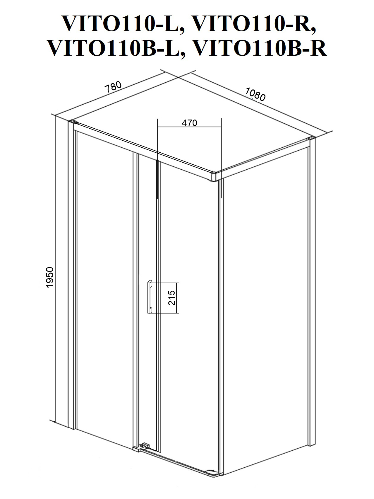 Ограждение VITO110-R душевое Ceruttispa без поддона (80x110x195)