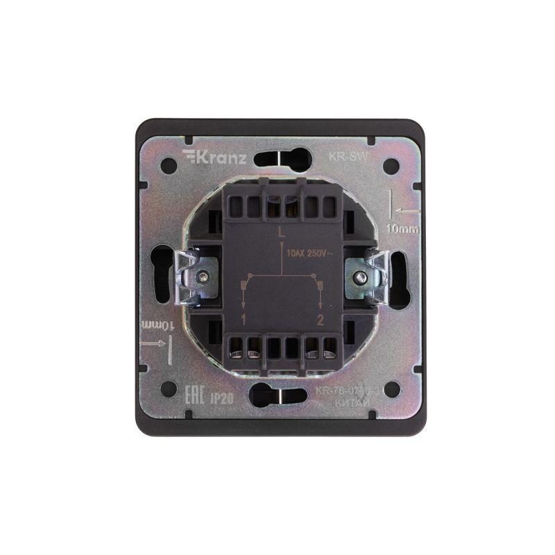 Выключатель проходной (переключатель) 2-кл. СП ROUND 10А оникс Kranz KR-78-0709-3