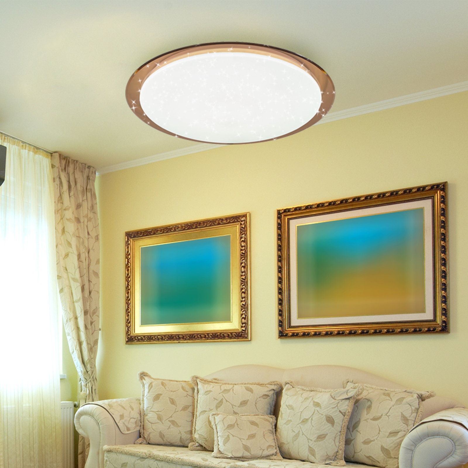 Светильник потолочный светодиодный Классик с ДУ SPB-6-70-RC Saturn 70Вт 3000-6500К 5950Лм коричневый кант