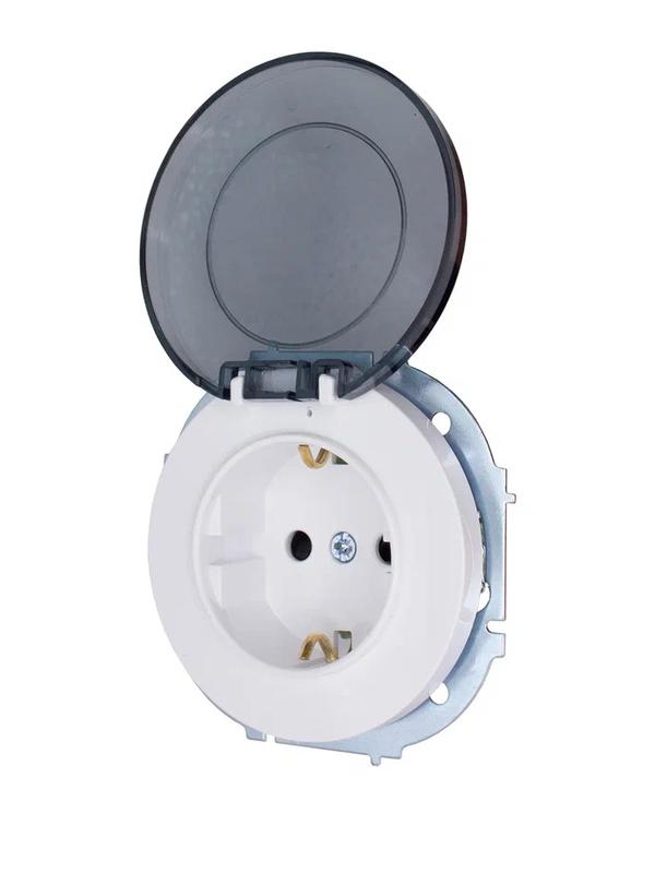 Розетка 1-м СП OSEN IP44 с заземл. с крышкой ПБТ бел. LEZARD 743-0288-123BIPCH