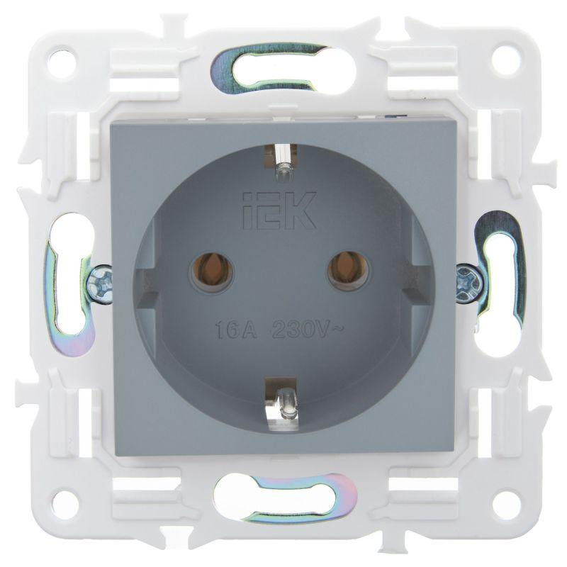 Розетка SKANDY 16А с заземл. без защ. шторок SK-R05Gr сер. IEK SK-R11-16-K03