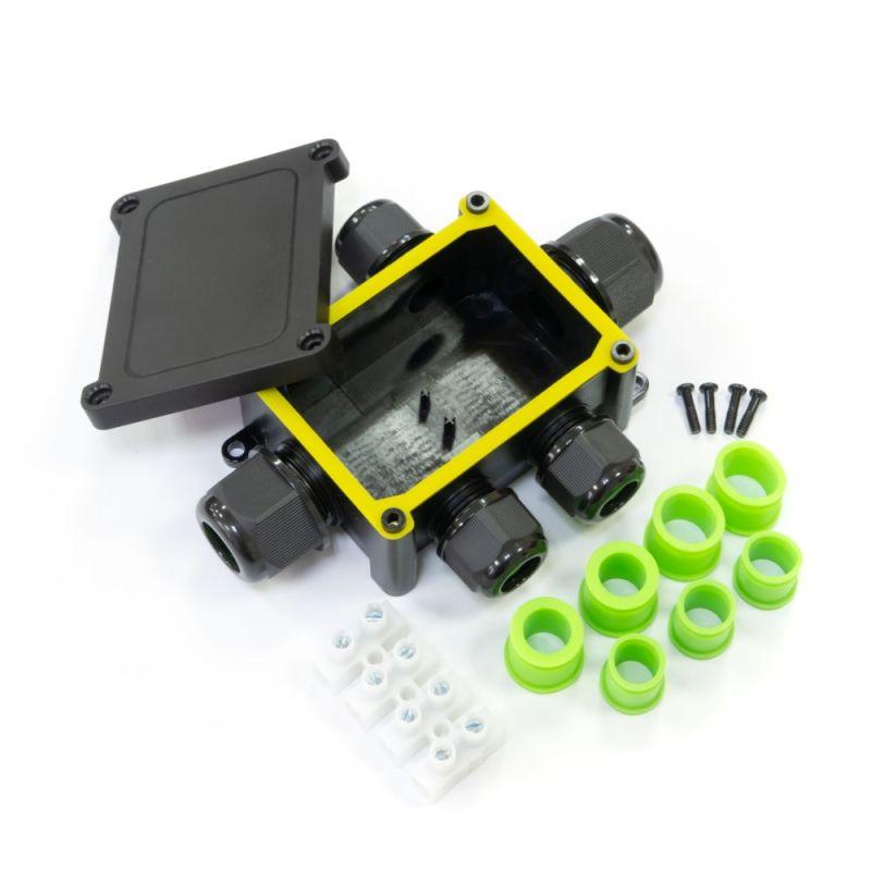 Коробка распределительная ОП 135х96х42 5-вводная IP68 ПА66 40А 450В d5-14мм черн. Промрукав PR08.13150