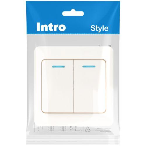 Выключатель 2-кл. СП Style 7-105-01 10А IP20 250В с подсветкой бел. Intro Б0060631