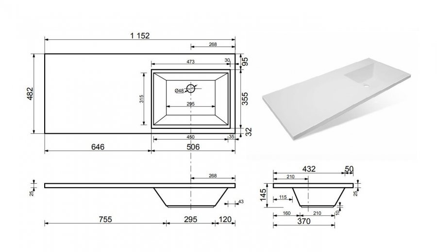 Тумба напольная "Даллас 115", Люкс белая, PLUS