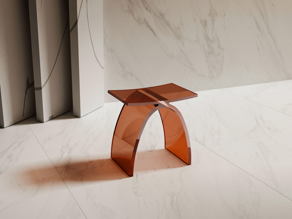 Стульчик для ванной прозрачный ABBER Kristall AT1739Opal коричневый