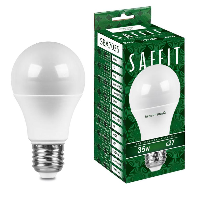 Лампа светодиодная 35Вт 230В E27 2700К A70 SBA7035 SAFFIT 55197