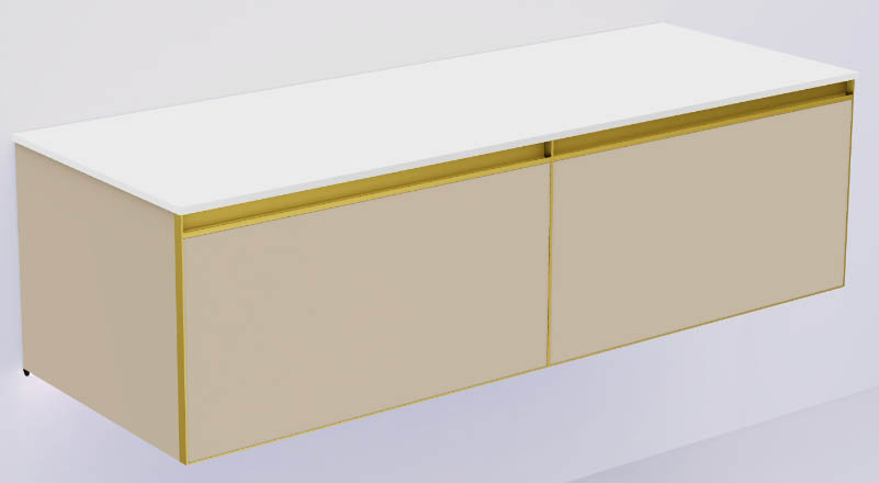 QUATRO 2 140см (70+70) тумба DAPHNE профиль MATT GOLD + внутр. подсв.