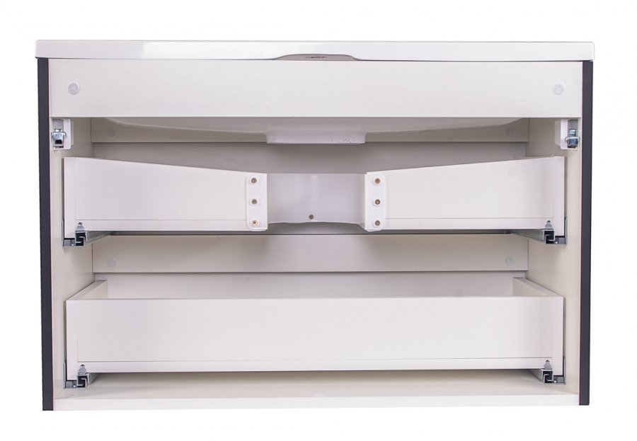 Тумба подвесная "Бергамо мини 80" (2 ящ.) Люкс антискрейтч черный, PLUS