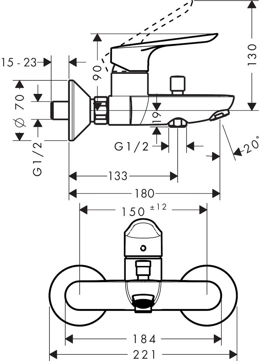 Смеситель Hansgrohe Logis E 71403000 для ванны