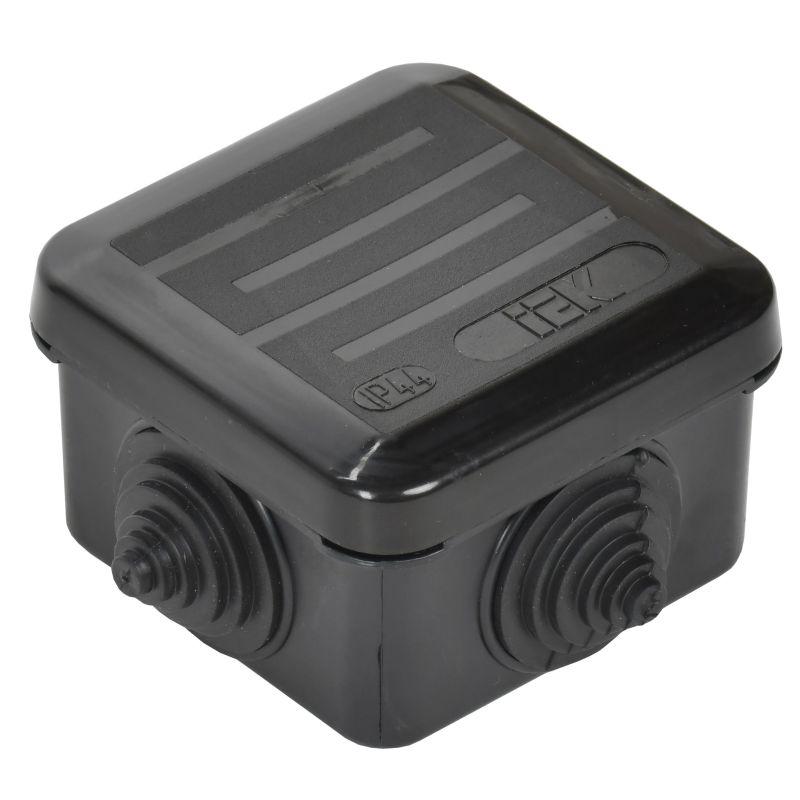 Коробка распаячная ОП 70х70х40 IP44 КМ41236 4 гермовводов черн. IEK UKO21-070-070-040-K02-44