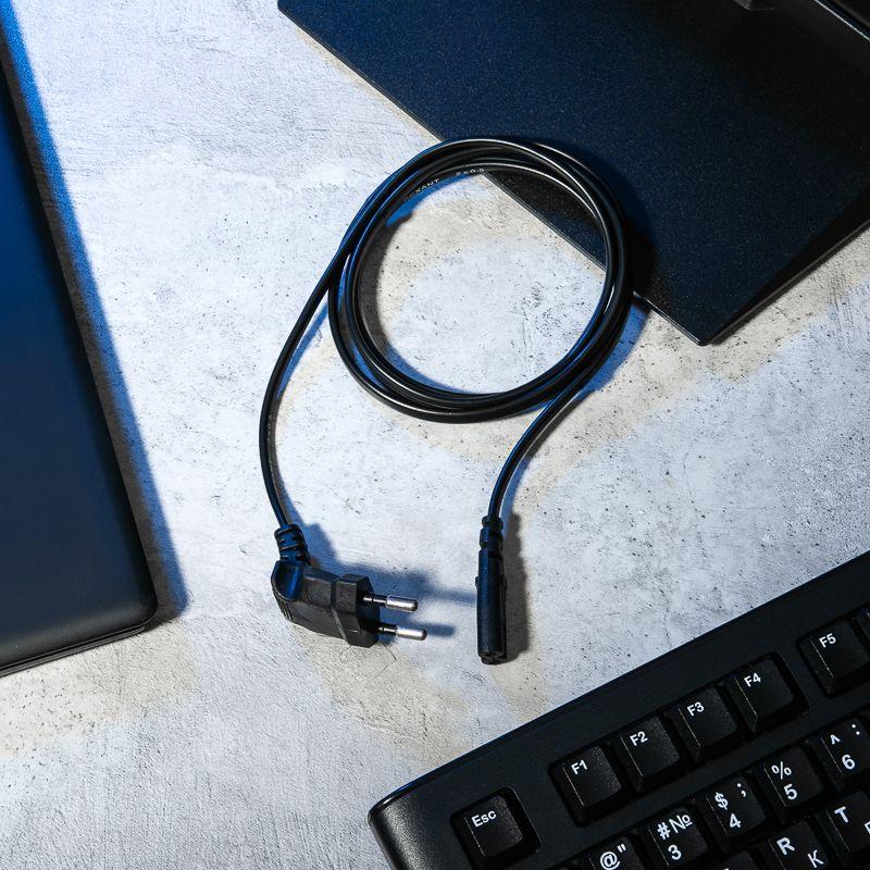 Шнур сетевой вилка угловая-евроразъем С7 кабель 2xх075кв.мм длина 1.5м (PVC пакет) Rexant 11-1104