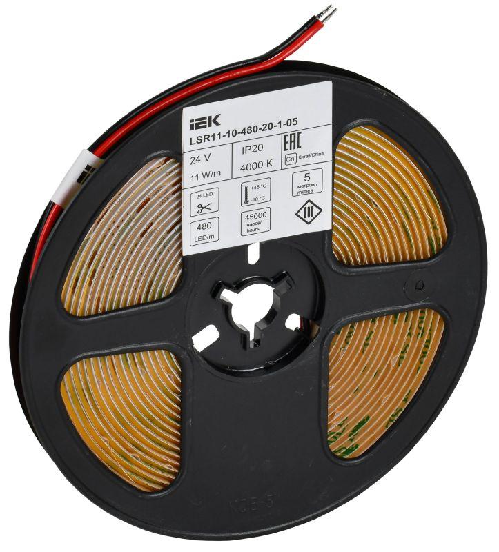 Лента светодиодная COB-480LED 11Вт/м IP20 8мм 24В 4000К (уп.5м) IEK LSR11-10-480-20-1-05