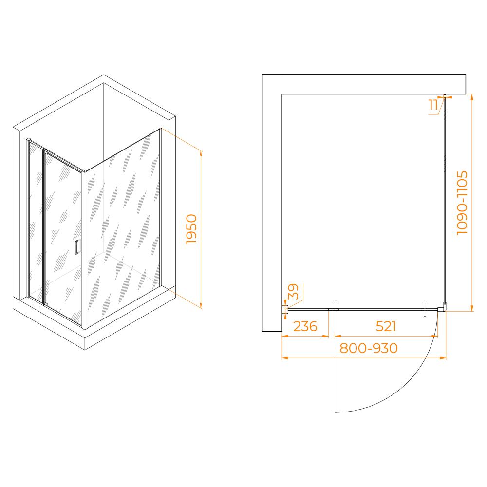 Душевой уголок RGW PA-078B (RGW PA-008B + Z-050-2B), 350807881-14